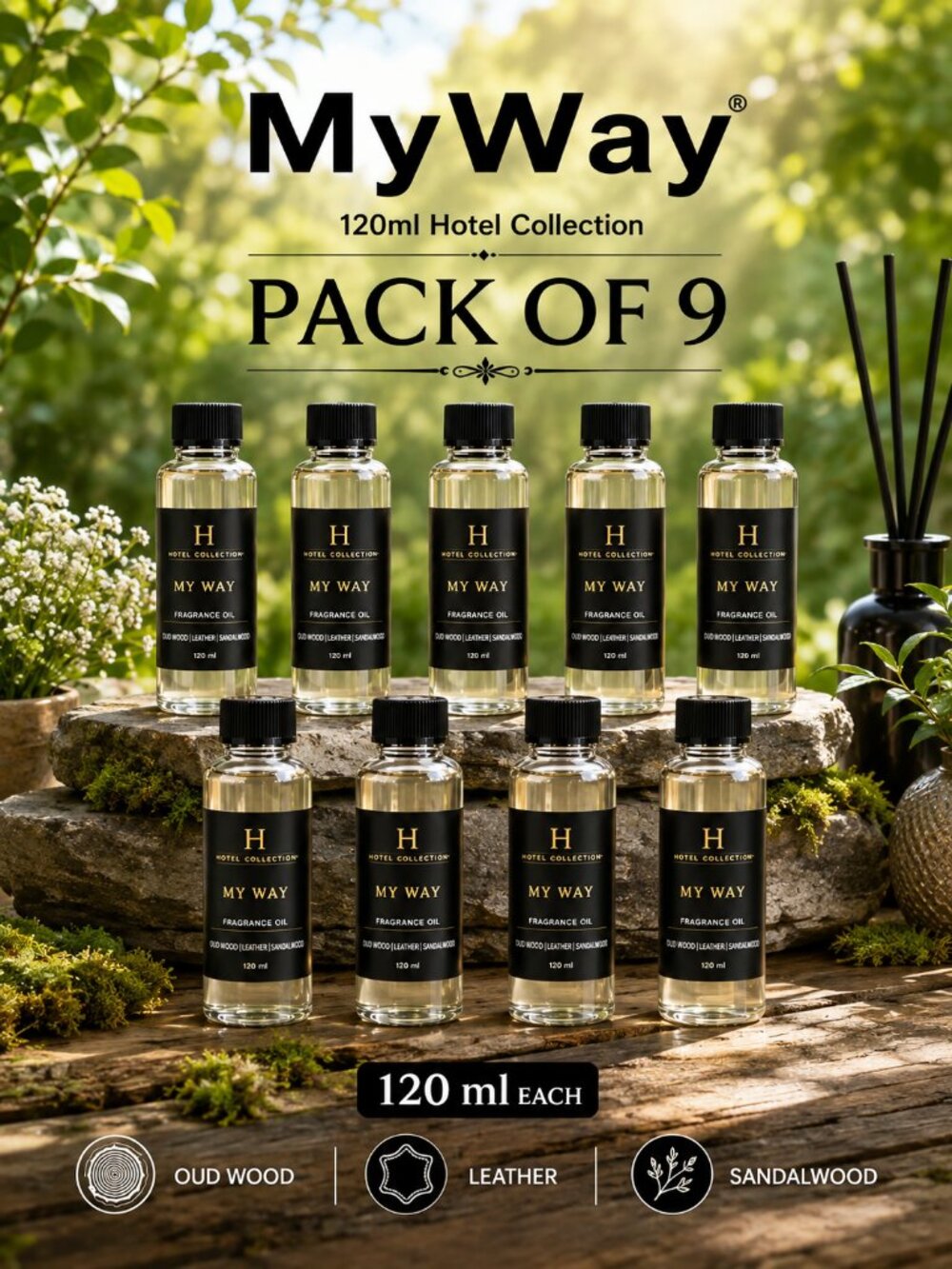 Oil MyWay Hotel Essential Collection Scent Diffuser 120mL, Pack of 9